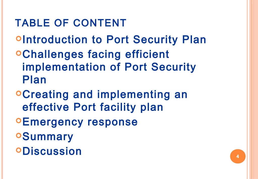 Creating and Implementing an Effective Port Facility Security Plan