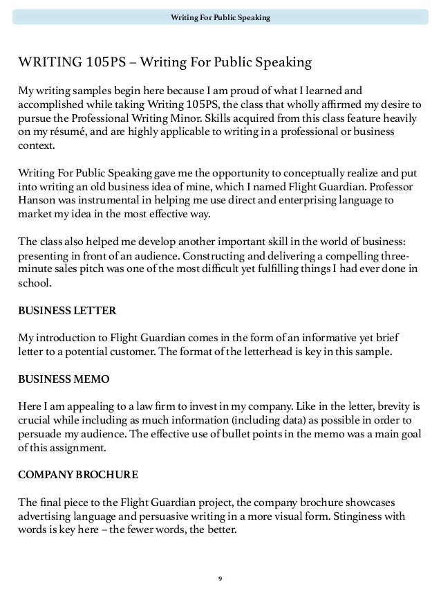 writing portfolio abridged business correspondence samples