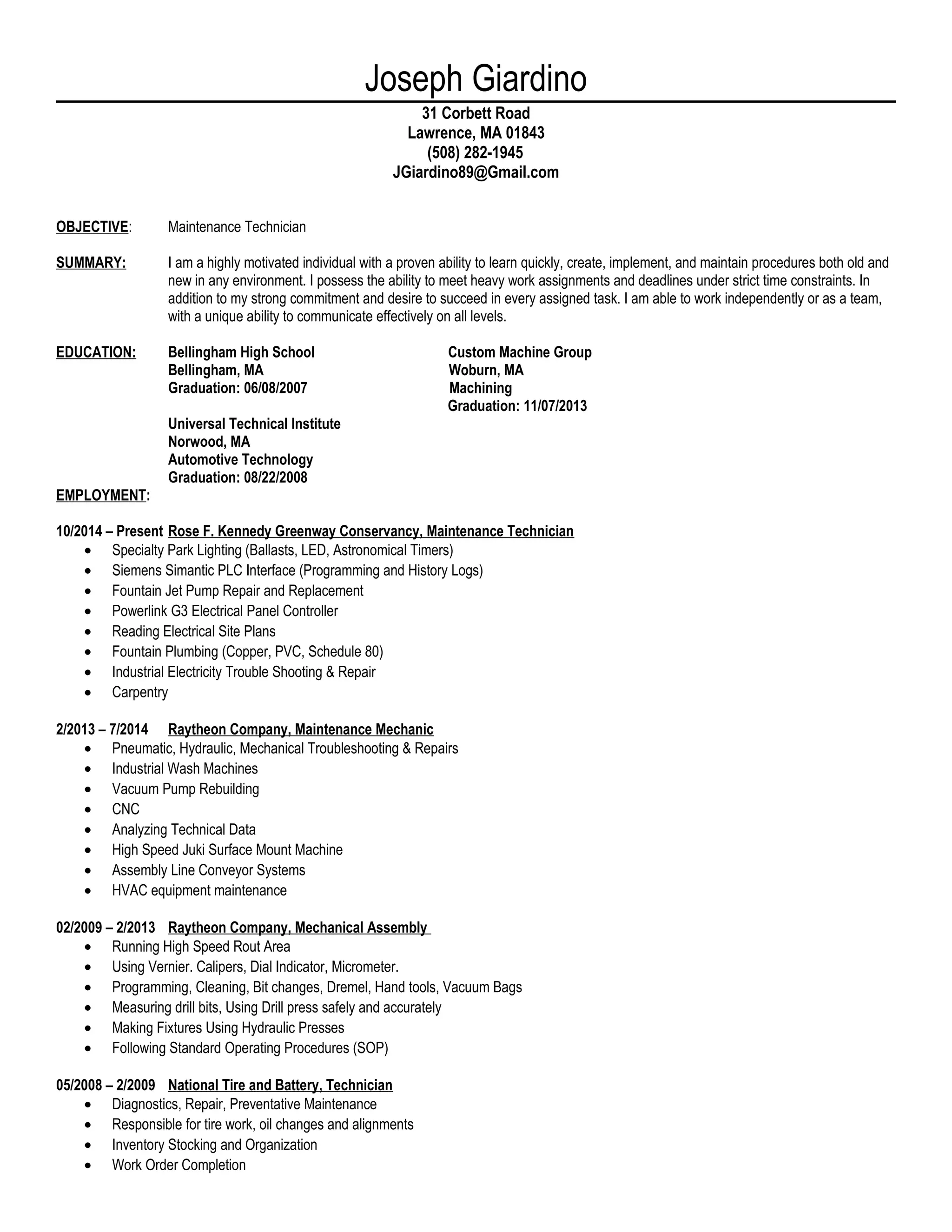 Joseph Giardino Resume | DOC