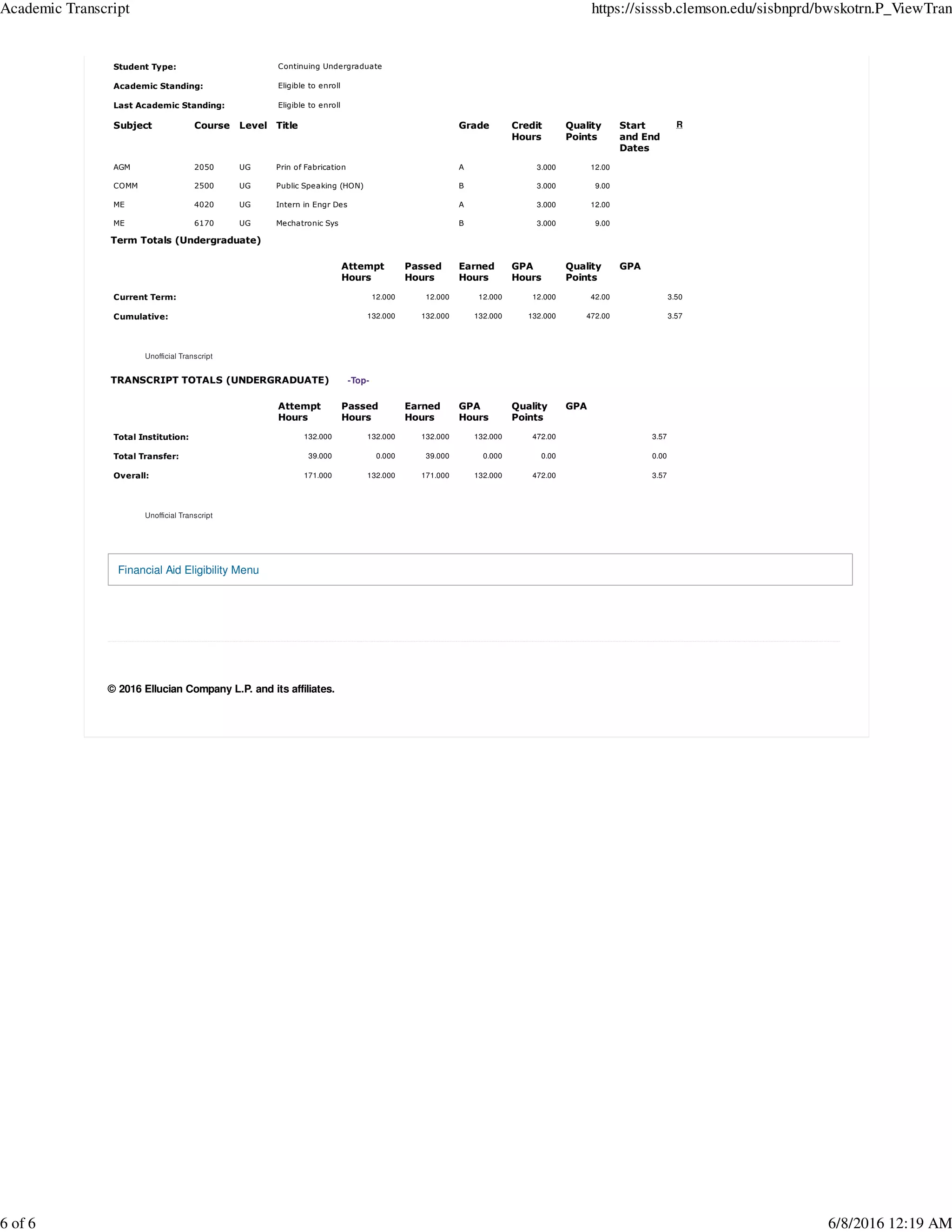 Academic Transcript | PDF