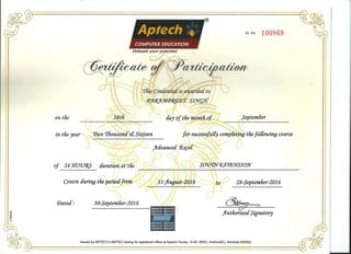 Advanced excel - Aptech