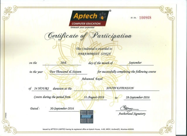 advanced excel aptech