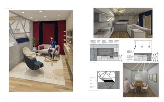 15 16
CONCRETE
FRAME
CERAMIC WITH
METALLIC FLECKS
PAINT
SHELF
1/4" = 1'-0"
1
RESIDENTIAL PARTITION DETAIL
Residential Partition Detail
RESIDENCE
Living Room
Kitchen Elevations
Kitchen
Dining Room
 