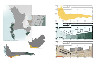 19 20
MOUNTAIN FYNBOS
LIMESTONE FYNBOS
GRASSY FYNBOS
LATERITE FYNBOS
SAND PLAIN FYNBOS
CAPE TOWN, SOUTH AFRICA
CAMPS BAY TABLE
MTN. CAMPS BAY
BLOMME
CAMPS BAY BEACH
TABLE MTN.
Fynbos Types
Floristic Region Location
Floristic Region + Plan
Public to Private Diagram
Floor Plan
 