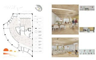 5 6
S
S
S
S
S
S
S
SS
R
R
R
R R
S
R
Peach Pit Pattern + Form Studies
Ceiling Groove + Profile Diagram
Vew of workcafe directly off of stair with various seating types for groups of any kind.
Open Office Elevation
Second Floor RCP
Workcafe Kitchen Elevation
Workcafe Elevation
View of open office with access to natural light as well as various positions for work.
 