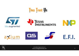 contact@analogpowerlab.com
www.analogpowerlab.com 15
E.F.I.
They Trust Us
 