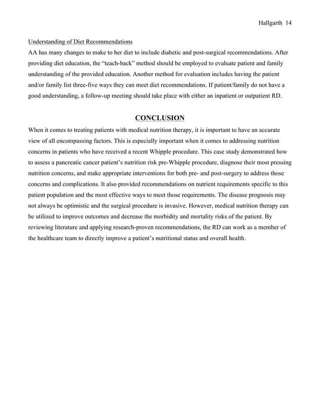 Clinical Nutrition Case Study