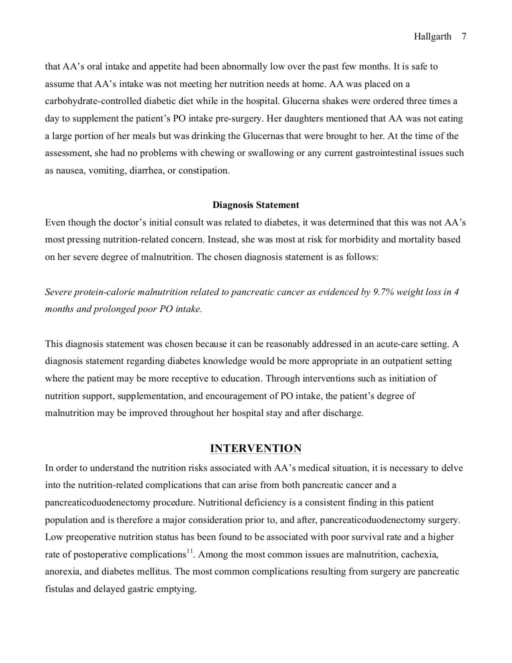 Nutrition case study format image