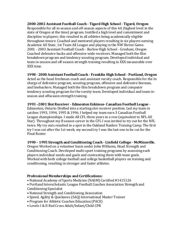athletic coach resumes
