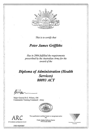 Diploma of Administration (Health Services)