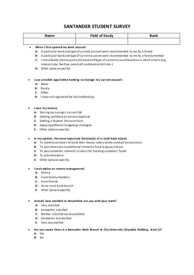 Santander Student Survey