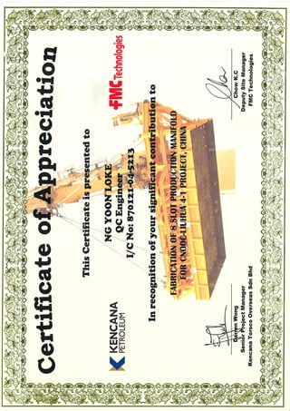 Liuhua Certificate