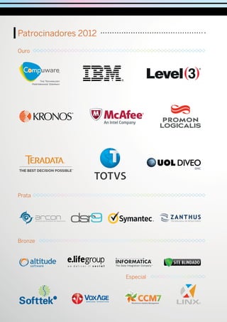 Patrocinadores 2012
Especial
Ouro
Prata
Bronze
 