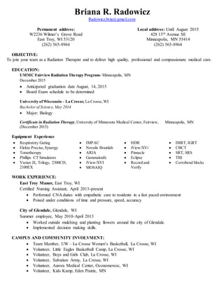 Rtt Resume Examples RT Resume | DOCX