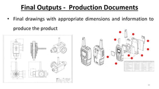 Final Outputs - Production Documents
• Final drawings with appropriate dimensions and information to
produce the product
20
 