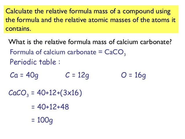 what is the relative formula mass of calcium hydrogen carbonate