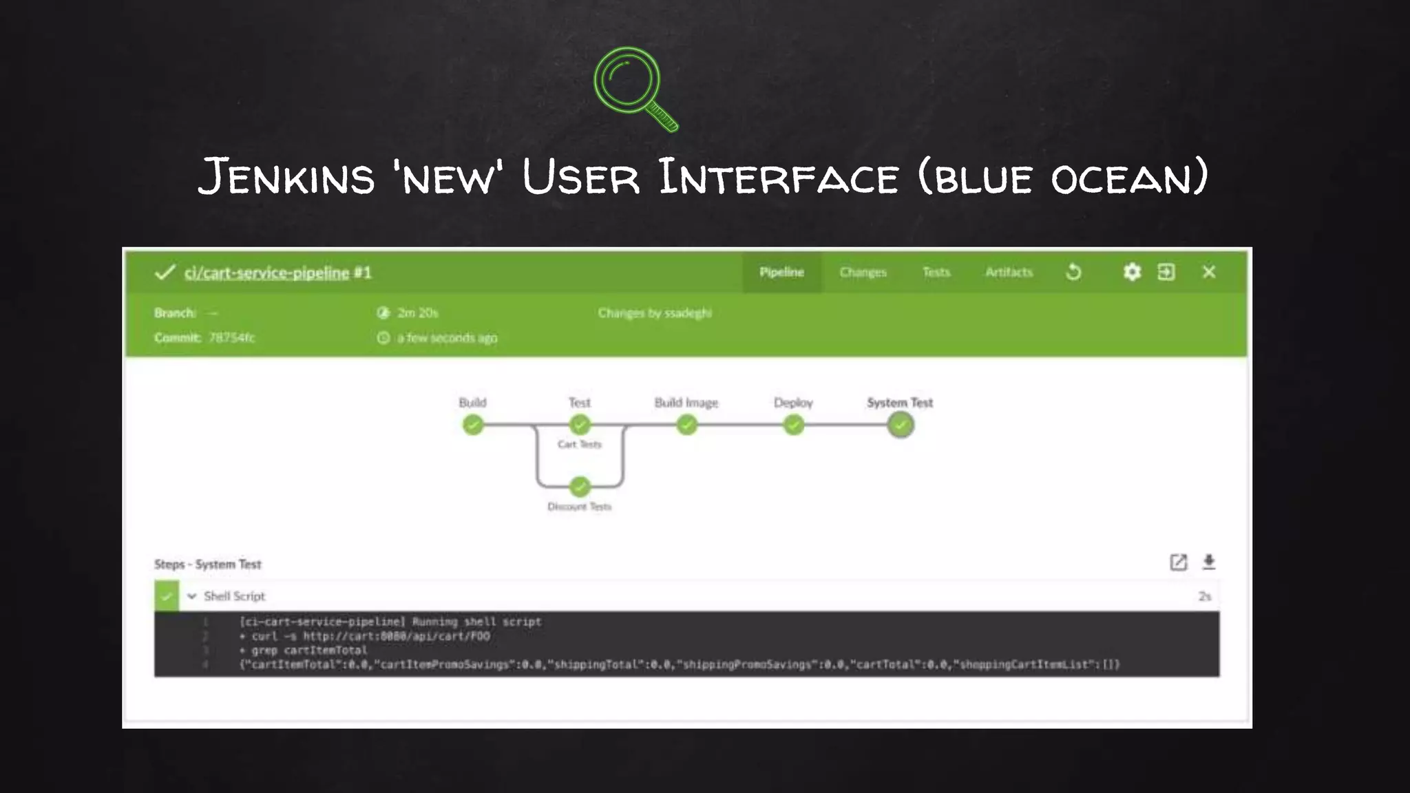 Jenkins 'new' User Interface (blue ocean)
 