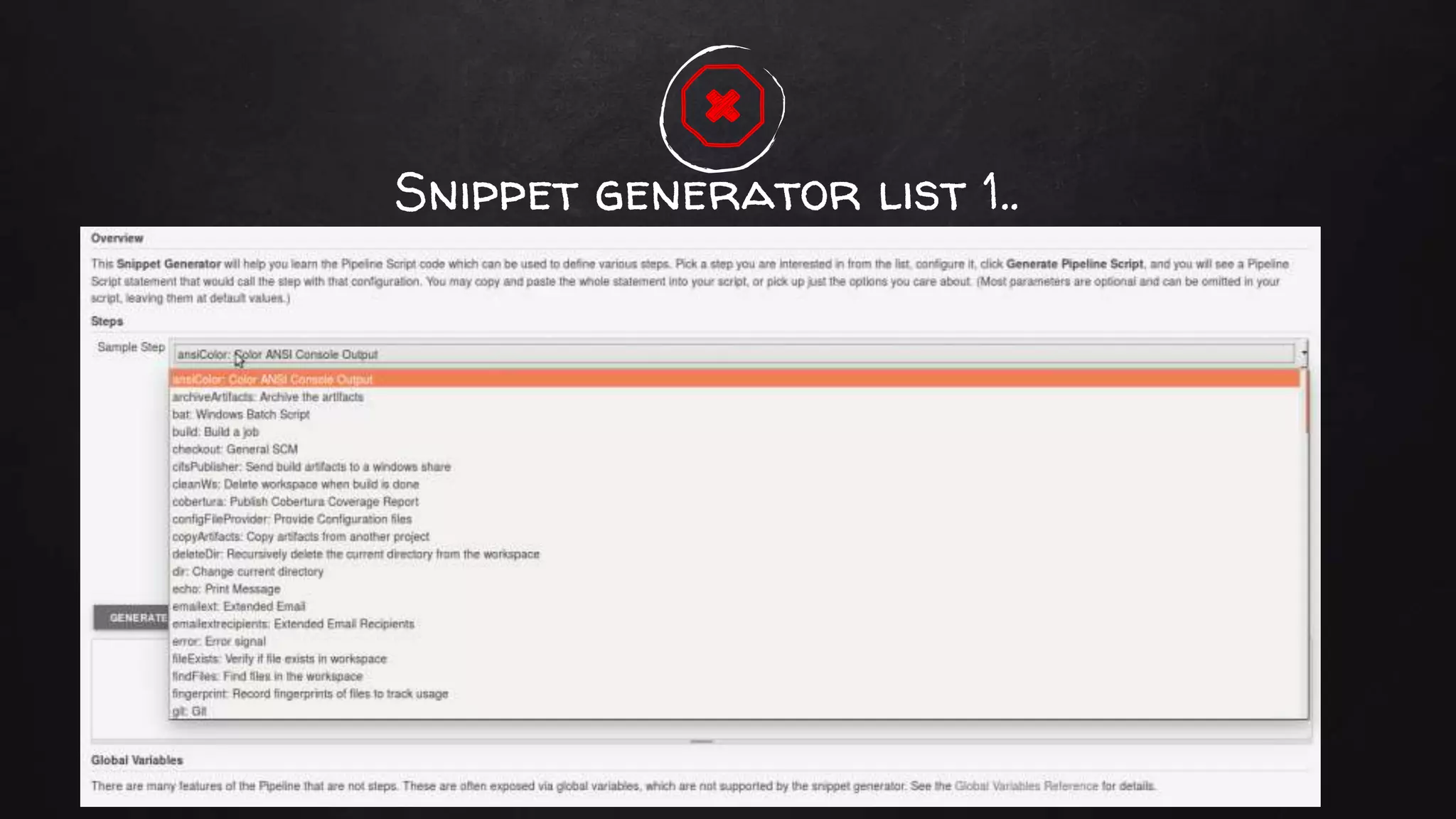 Snippet generator list 1..
 