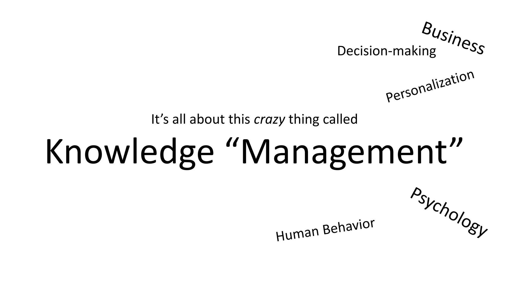 It’s all about this crazy thing called
Knowledge “Management”
Decision-making
 
