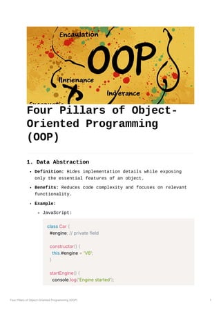 Mastering OOP: Understanding the Four Core Pillars | PDF