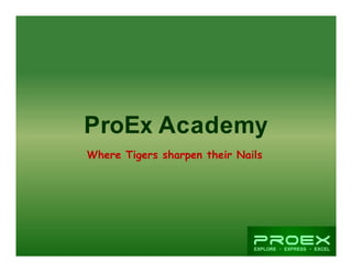 ProEx AcademyProEx Academy
Where Tigers sharpen their Nails
 