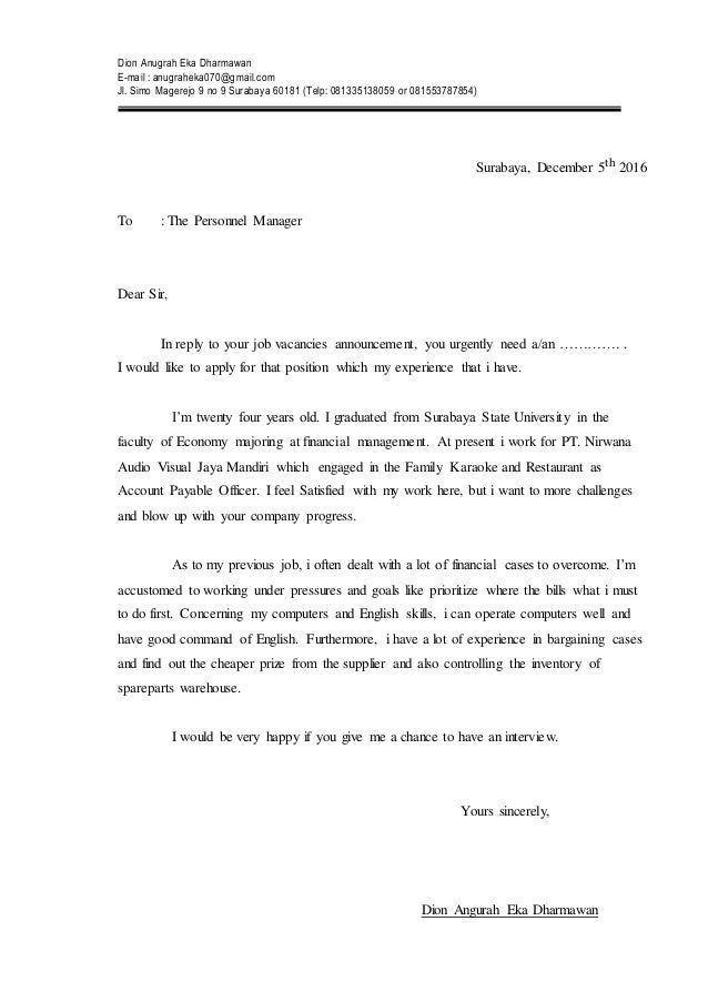 application letter update 5 desember 2016 update letter