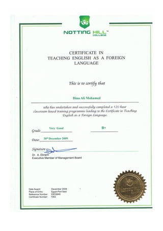 TEFL Certificate-Dina Ali