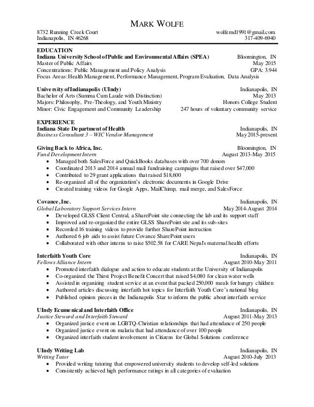 resume indianapolis