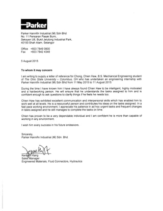 Parker's Reference Letter