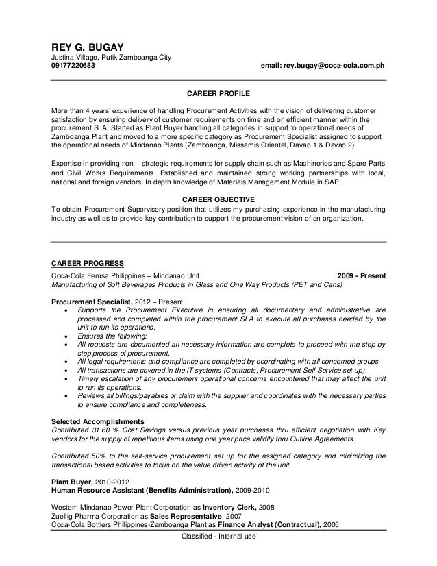 career objective for procurement specialist