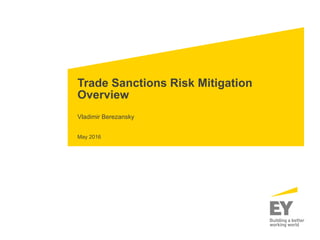 Trade Sanctions Risk Mitigation
Overview
Vladimir Berezansky
May 2016
 