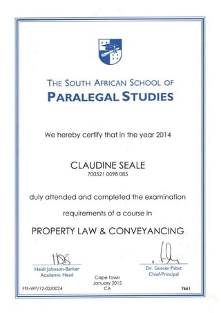 Certificate Property Law & Conveyancing