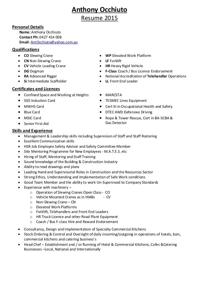 anton occhiuto resume 2015 cv forklift driver
