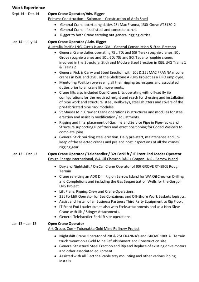 crane operator resume