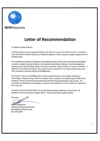 Letter Of Recommendation-DiViNetworks