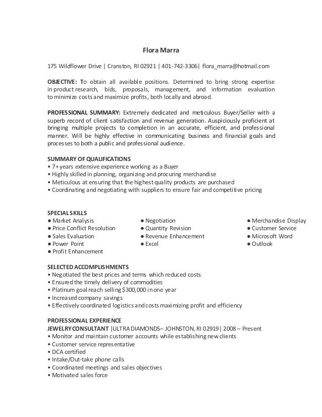 excellent buyer resume