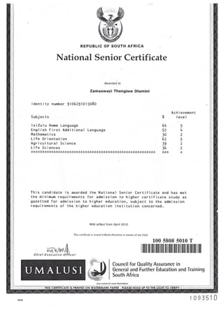 ZT Dlamini -Certificate