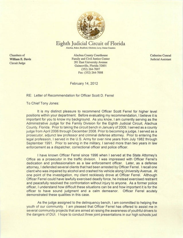 letter of recommendation judge davis letter of recommendation for a judge