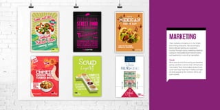 Marketing
There is always a lot going on in our bright
and inviting restaurants. We love bringing
food to life and getting our customers
involved through various marketing initiatives.
Laying on memorable food-themed events
and experiences is one of our specialities.
Trends
We’re great at trend forecasting and therefore
giving customers a service that’s relevant and
memorable. Tasty home baked products and
South East Asian food that is healthy and light
are both popular at the moment. We’ve got
both covered.
HURE
Theme
Day
French
Classic
dishes
We are
cooking some
the little
Mexican
Join us for some
mexican delights
theme day
27thFebruary
1237
Pulled pork
Street food
Pop up restaurant
HOMEMADE BREAD
PICKLED RED ONIONS & GHERKINS
RED CABBAGE SLAW
SLOW COOKED FREE RANGE PORK SHOULDER
IN THE BISTRO
22 MAY
themeDay
chinese
GRAND PRIX
THEMED MEAL
chinese
GRAND PRIX
THEMED MEAL
Join us for the
theme
DAY
1197
16th
APRIL
WEDNESDAY
look out for
coming soon
Ambient
Salad Bar
NEW
 