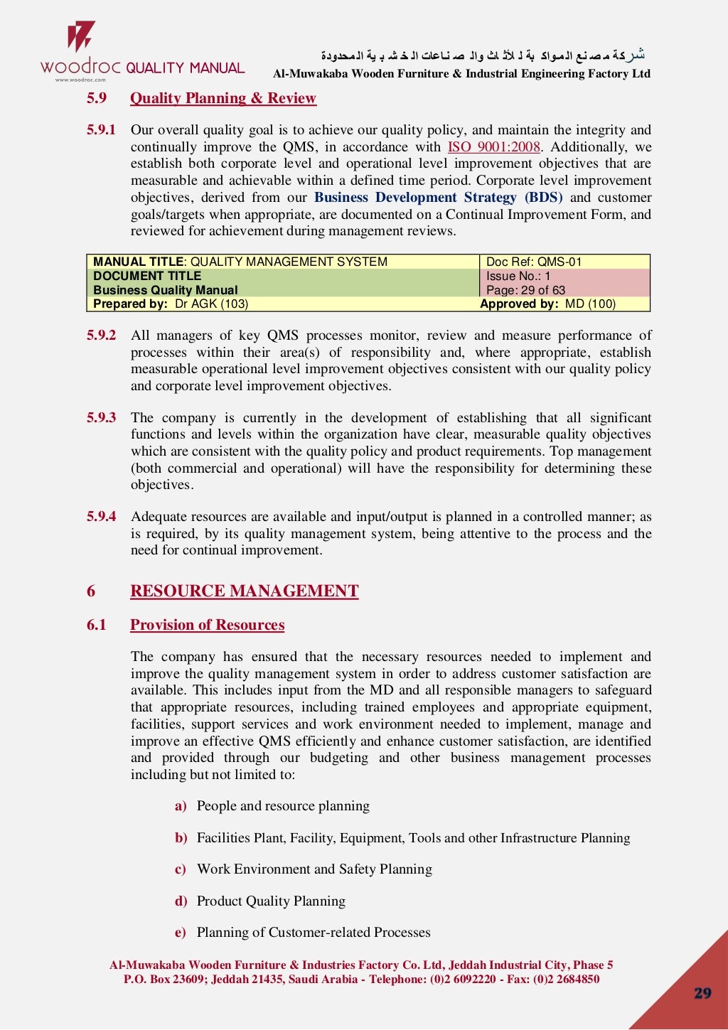 QUALITY MANUAL System