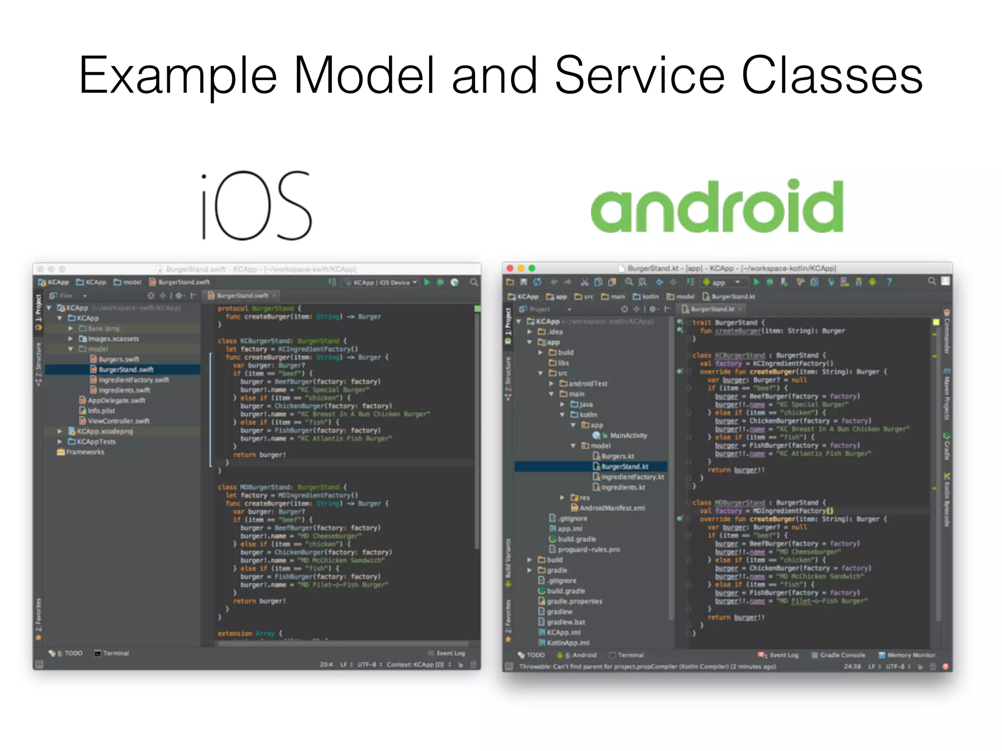 Example Model and Service Classes 