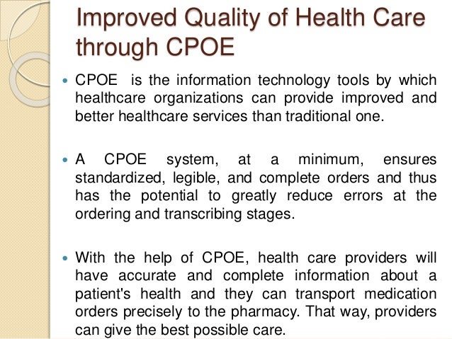Who should the cpoe committee report to picture