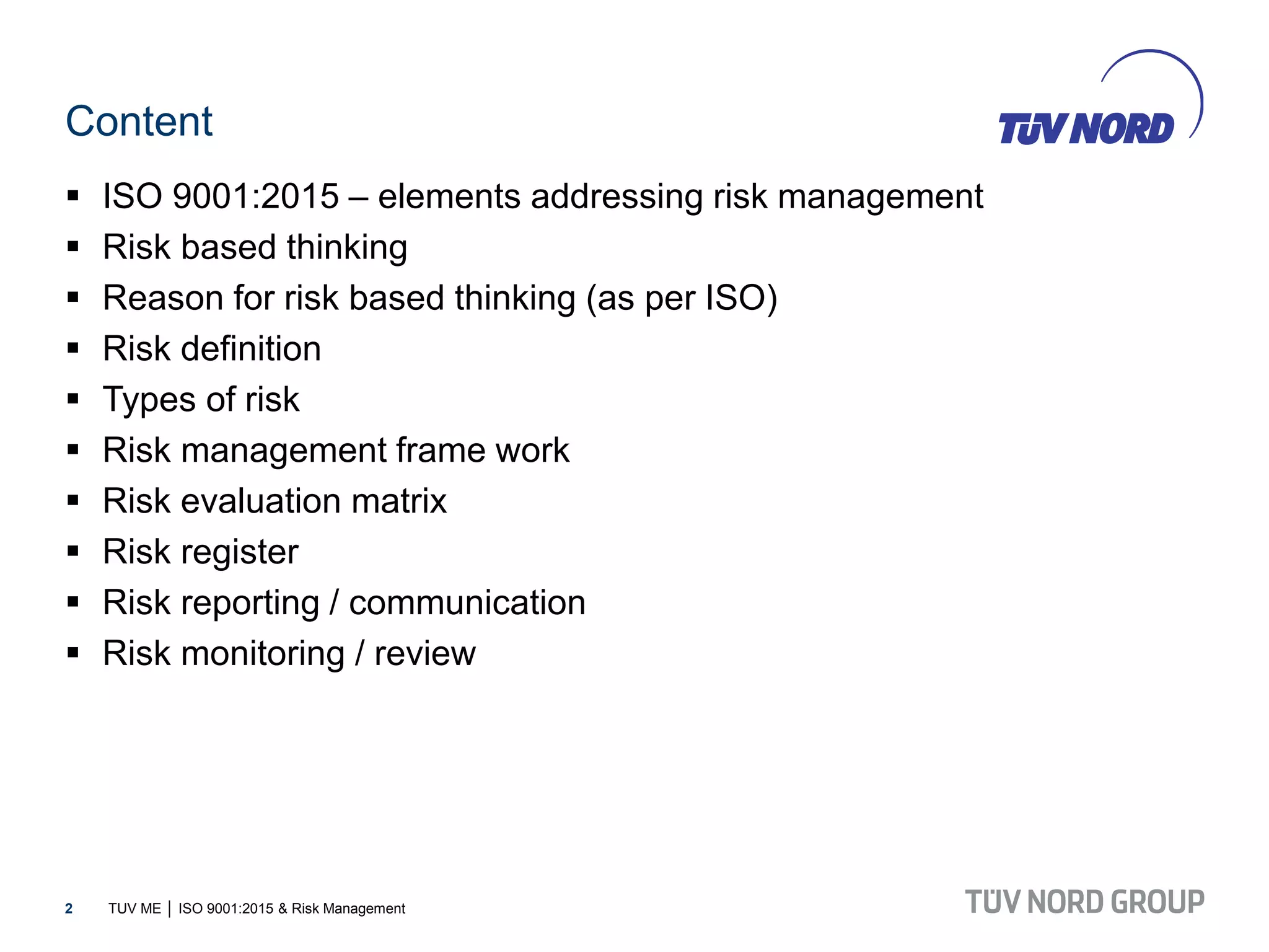 20150403 - TUV ME - ISO 9001 2015 and Risk Management - Linkdin | PDF