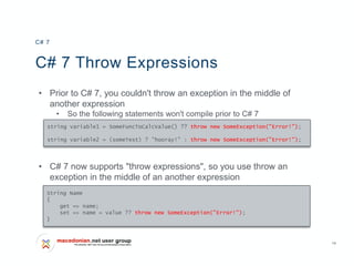 Directly throw Exception as an Expression - Throw expressions in C# 7.0 -  Daily .NET Tips