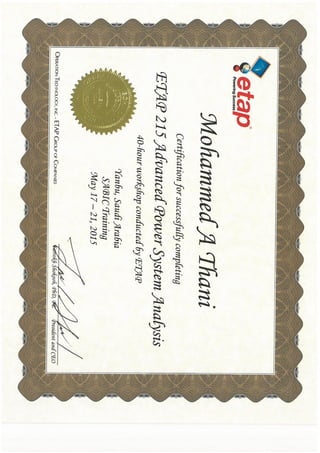 ETAP certificate 