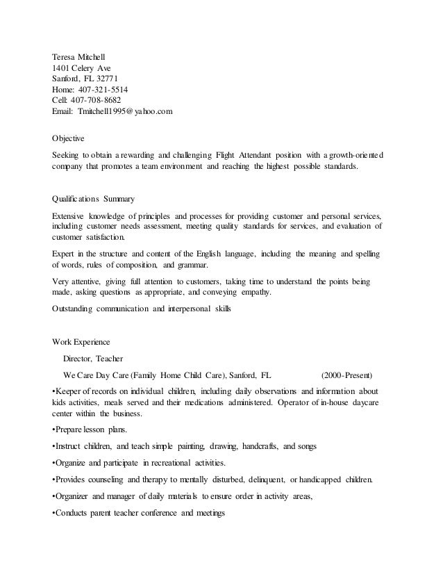 flight attendant resume no experience