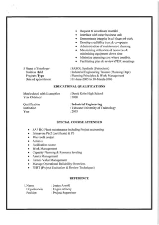 Winter Tshoga 's CV
