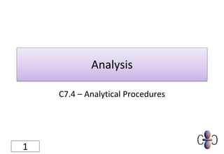 Analysis
C7.4 – Analytical Procedures
1
 