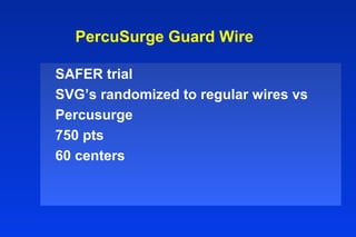 PercuSurge Guard Wire
SAFER trial
SVG’s randomized to regular wires vs
Percusurge
750 pts
60 centers
 