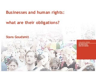 Businesses and human rights:
what are their obligations?
Stans Goudsmit
 